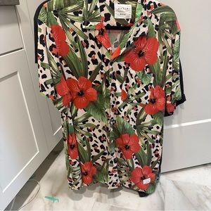 Duvin Design Leopard Floral silk shirt Medium